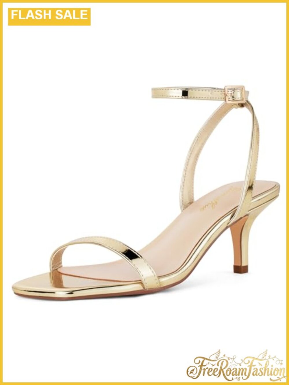 Kitten Heel Strappy Open Toe Sandals PU Leather Formal Dress